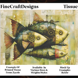 Papel De Seda Trío de peces mecánicos Steampunk FM3R Decoupage