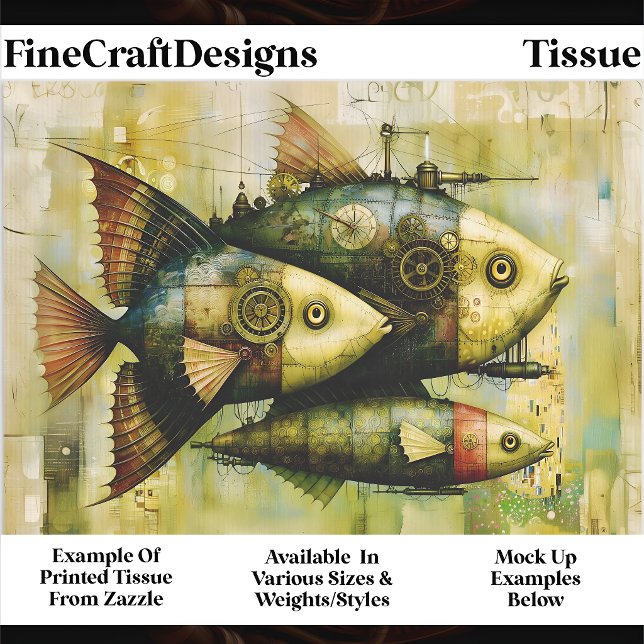 Papel De Seda Trío de peces mecánicos Steampunk FM3R Decoupage (Subido por el creador)