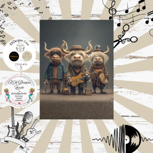 Papel De Seda Trío de vacas musicales decoupage con piel y pluma