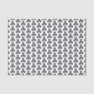 Papel De Seda Triple Espiral Celta Triple Triskele en Blanco