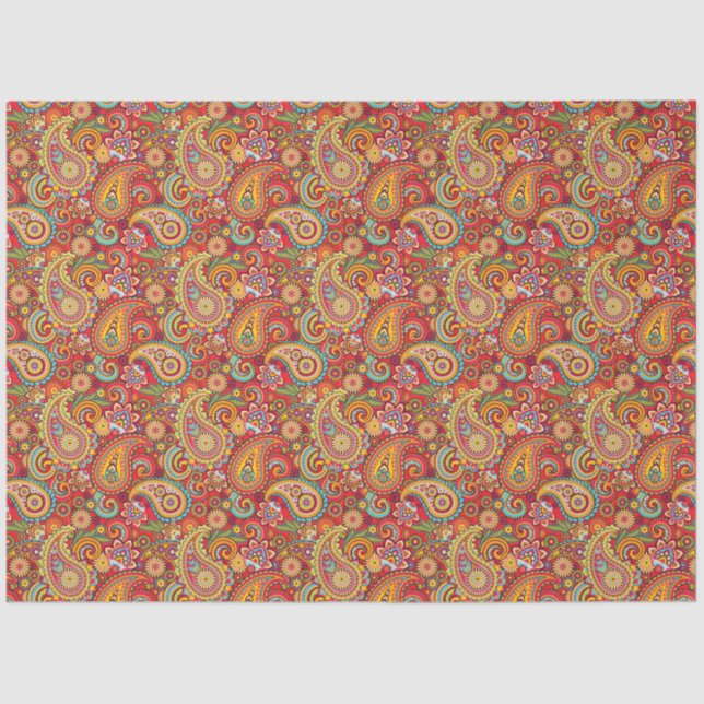 Papel De Seda Trippy Hippy Retro Paisley (Anverso)