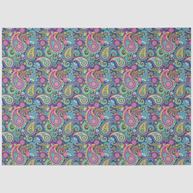 Papel De Seda Trippy Hippy Retro Paisley (Anverso)