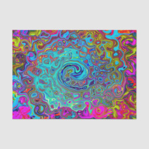 Papel De Seda Trippy Sky Blue Abstract Retro Liquid Swirl