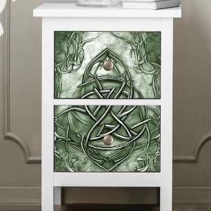 Papel De Seda Triquetra Trinity Knot Sage Green Faux Metálico
