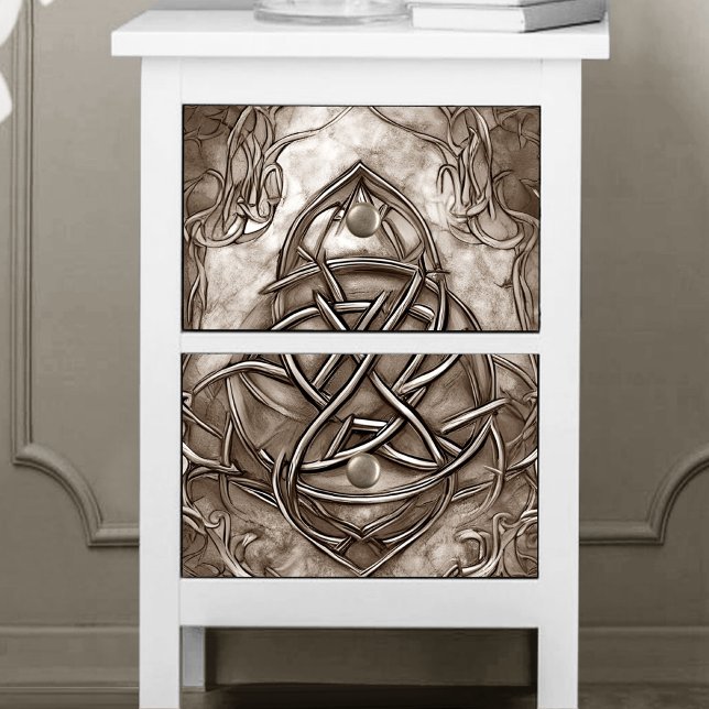 Papel De Seda Triquetra Trinity Knot Sepia Faux Metallic Tin (Subido por el creador)