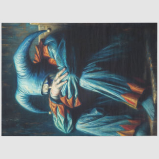 Papel De Seda Triste bufón en azul y Naranja