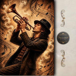 Papel De Seda Trompeta de Jazz Art Decoupage Vintage