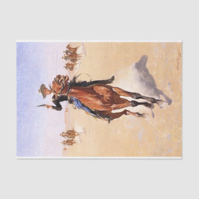 Papel De Seda Trooper of the Plains (Cowboy Horse Rider) (Anverso)