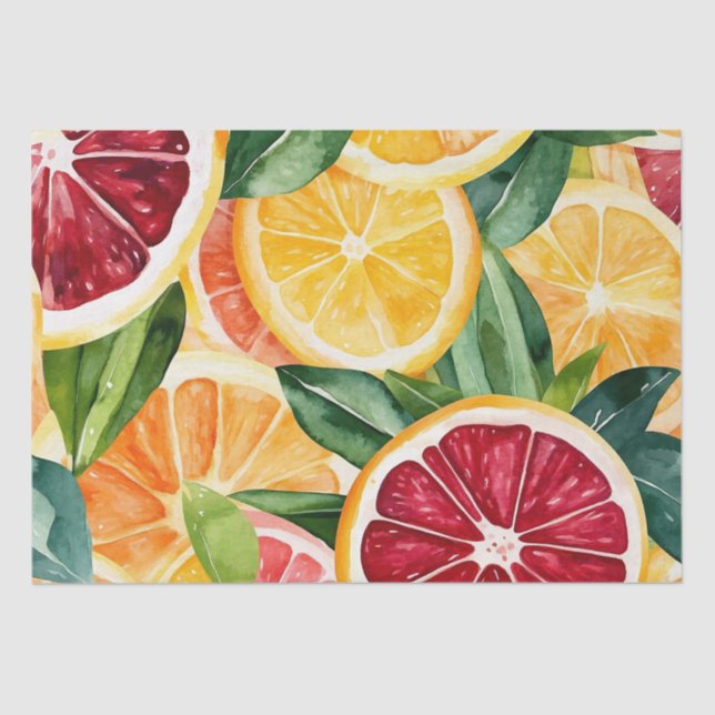Papel De Seda Tropical Citrus Naranja Frutos (Anverso)