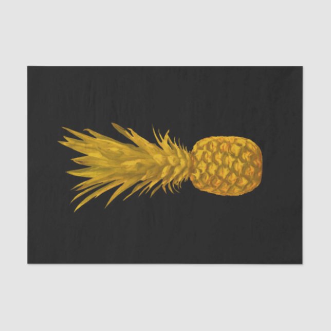 Papel De Seda Tropical Elegant Oro Pineapple Negro (Anverso)