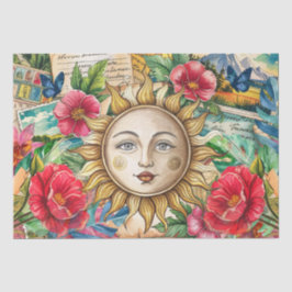 Papel De Seda Tropical Floral Sun Face Decoupage