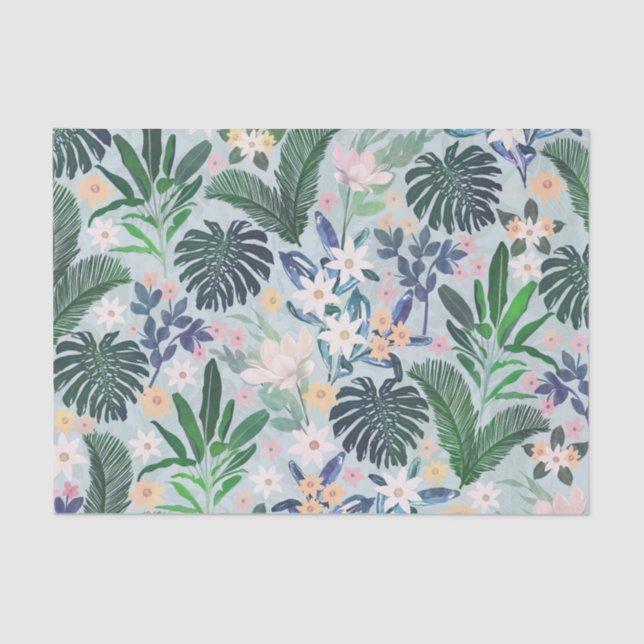Papel De Seda Tropical Foliage Floral Pattern (Anverso)