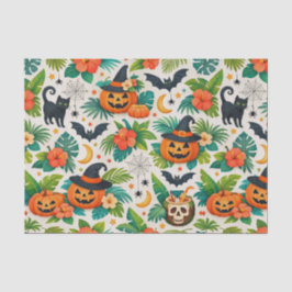 Papel De Seda Tropical Halloween Pumpkins