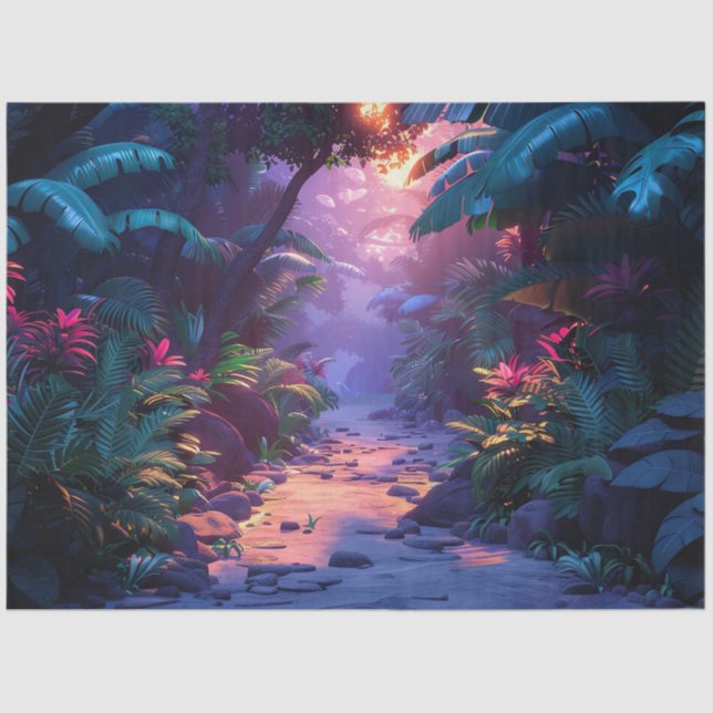 Papel De Seda Tropical Hawaiian Walking Path  (Anverso)