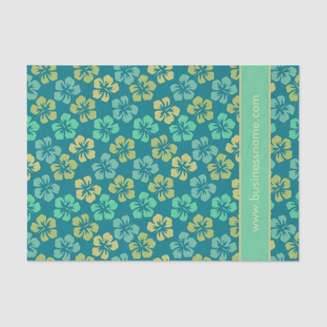 Papel De Seda Tropical Hibiscus Flower Pattern Custom Text (Anverso)