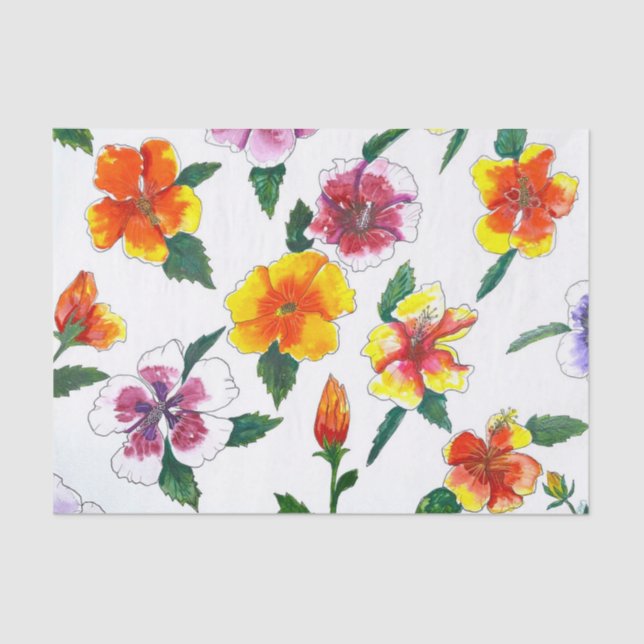 Papel De Seda Tropical Hibiscus Tissue Paper (Anverso)