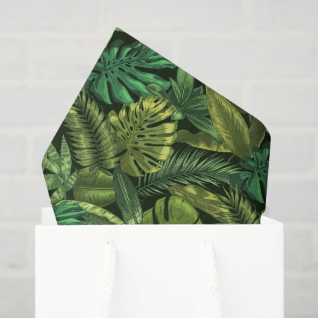 Papel De Seda Tropical Jungle Green  (Bolsa de regalo)