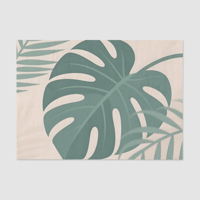Papel De Seda Tropical Monstera Leaf Botanical Serenity (Anverso)