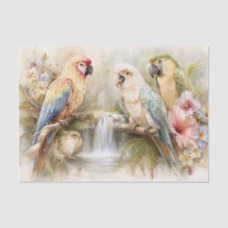 Papel De Seda Tropical Parrots Decoupage