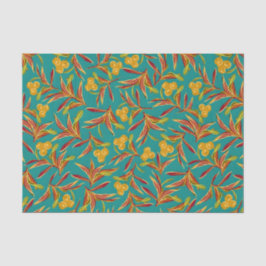 Papel De Seda Tropical Pattern with Red and Yellow Leaves