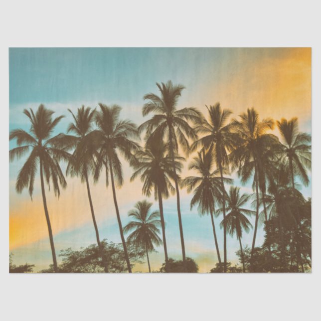 Papel De Seda Tropical Twilight: Coconut Palm Silhouette (Anverso)