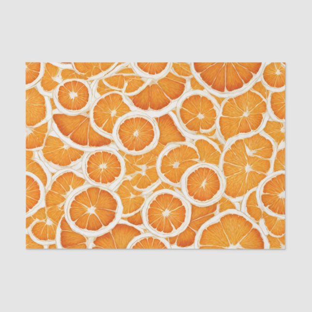 Papel De Seda Trozos de fruta naranja (Anverso)