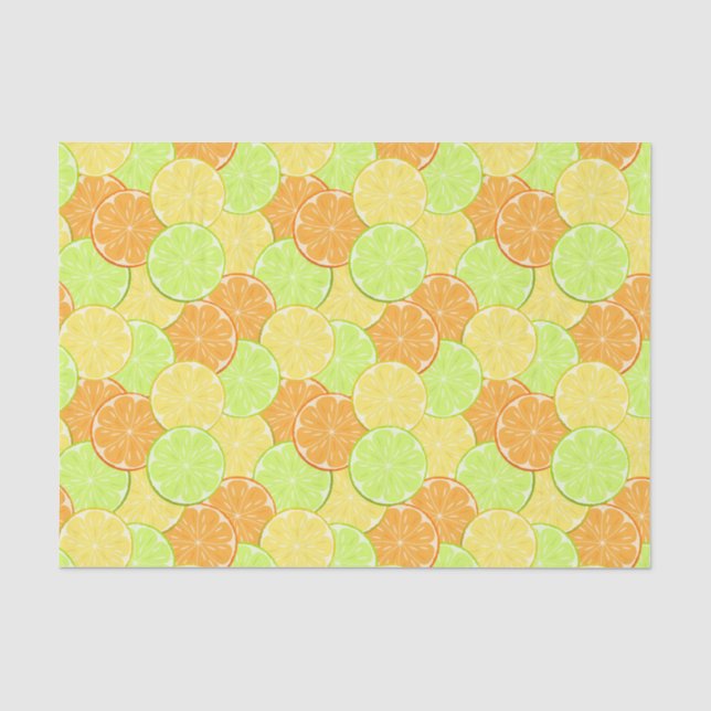 Papel De Seda Trozos de naranja, limón, lima (Anverso)