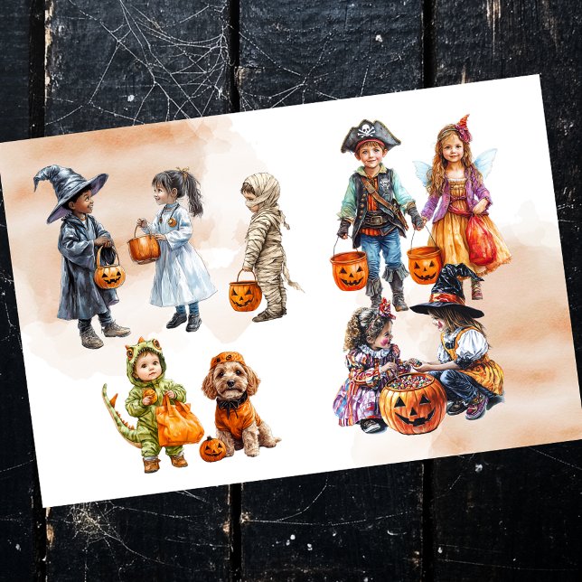 Papel De Seda Truco de Halloween o trato a niños con disfraces (Subido por el creador)