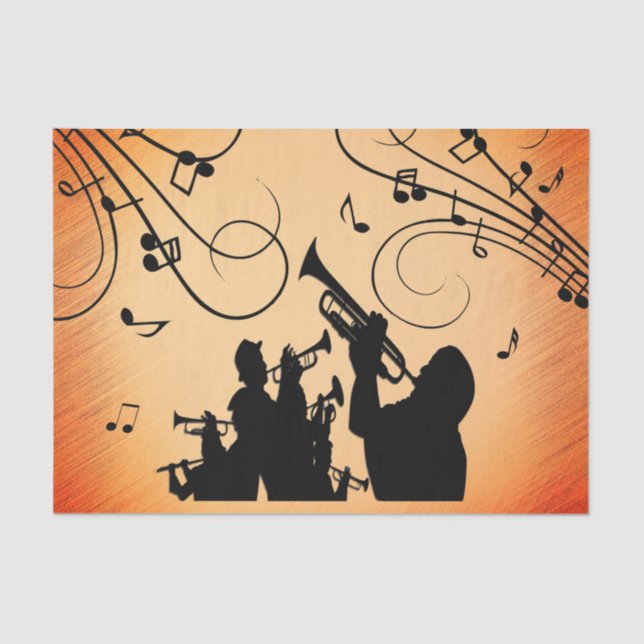 Papel De Seda Trumpet Section Jazz Music Naranja Rust (Anverso)