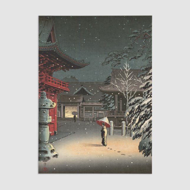 Papel De Seda Tsuchiya Koitsu - Nieve en el santuario de Nezu (Subido por el creador)