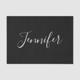 Papel De Seda Tu nombre | Elegante guión blanco sobre negro