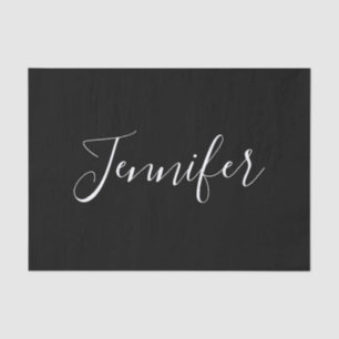 Papel De Seda Tu nombre   Elegante guión blanco sobre negro