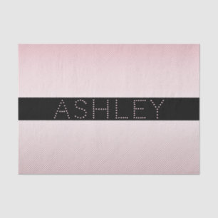 Papel De Seda Tu Nombre Rosa Pálido Ombre y Franjas Blancas
