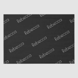Papel De Seda Tu Nombre Tipografía Blanca Moderna sobre Negro