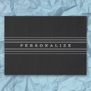 Papel De Seda Tu Texto Personalizado & Rayas Modernas Negro &