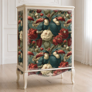 Papel De Seda Tucán de la selva decoupage botánico victoriano