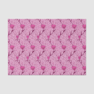 Papel De Seda Tulip Damask de Art Nouveau, vino y rosa Fuchsia