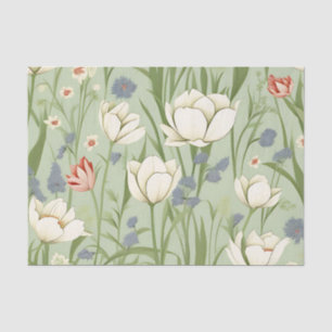 Papel De Seda Tulip Meadow en el verde sabio