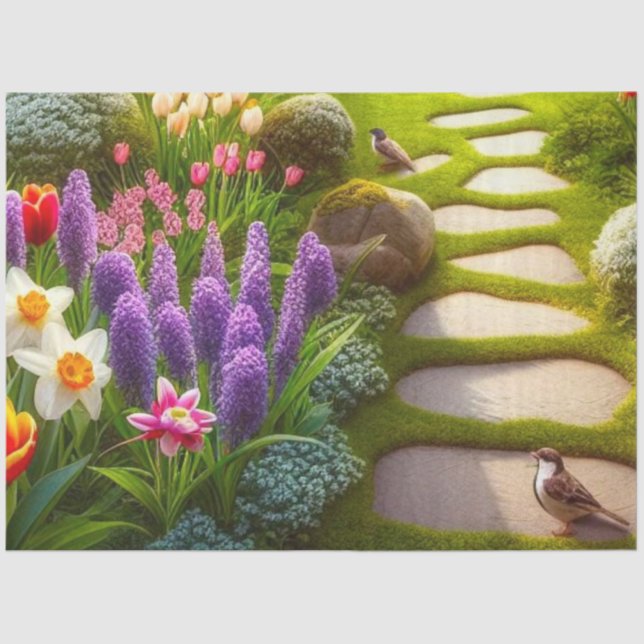 Papel De Seda Tulipán de primavera Daffodils Hyacinth Floral Tis (Anverso)