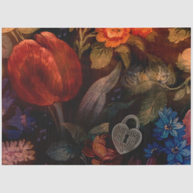 Papel De Seda Tulipán del tigre floral oscuro (Anverso)