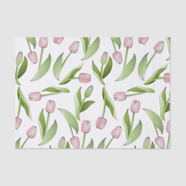 Papel De Seda Tulipán Flor Rosa Moderna (Anverso)