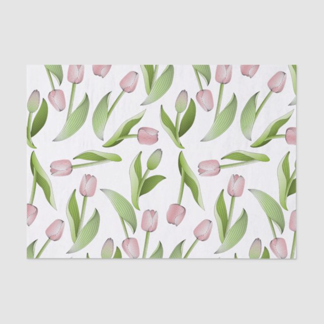 Papel De Seda Tulipán Rosa Moderno Flor (Anverso)
