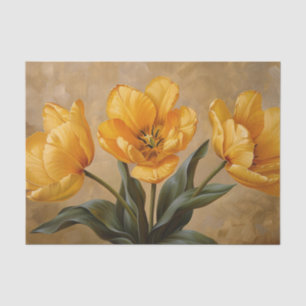 Papel De Seda Tulipanes amarillos en decoupage de pintura al óle