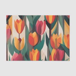Papel De Seda Tulipanes coloridos geométricos