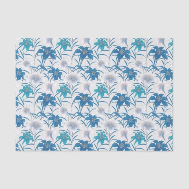 Papel De Seda Tulipanes de primavera Lilac azul (Anverso)