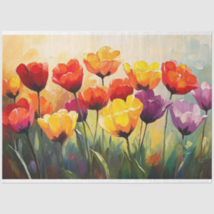 Papel De Seda Tulipanes en acuarela atrevidos en decoupage de pr