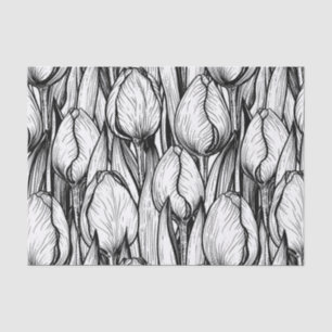 Papel De Seda Tulipanes en blanco y negro
