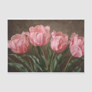 Papel De Seda Tulipanes en delicado decoupage botánico rosa