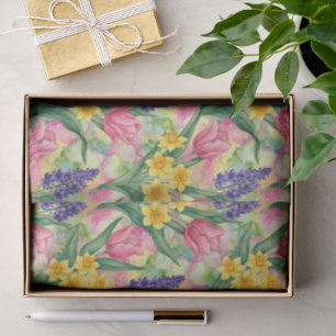 Papel De Seda Tulipanes, Narcisos, Jacintos en Estilo de Tinta A