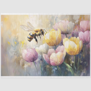 Papel De Seda Tulipanes Pastel y una Desnupación de Abeja